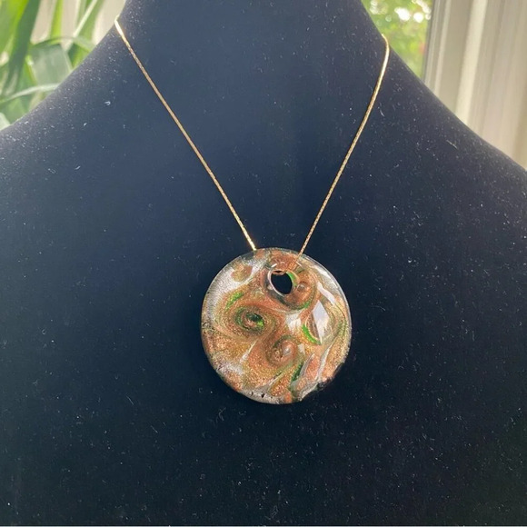 Stunning Venice Murano Green Glass Pendant  and Earring Set - Picture 6 of 15